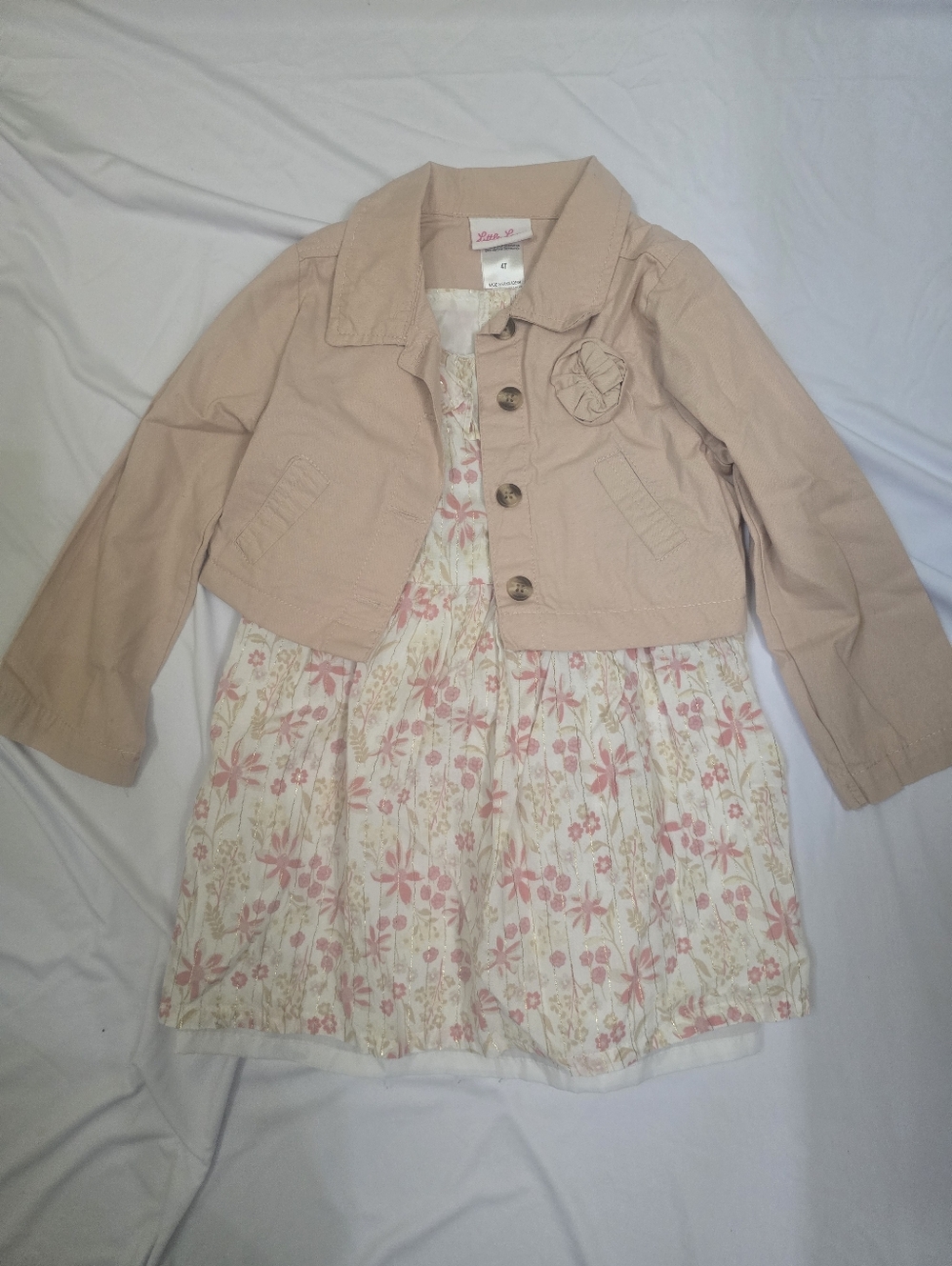 Floral Strapless Dress with Blush Pink Jacket